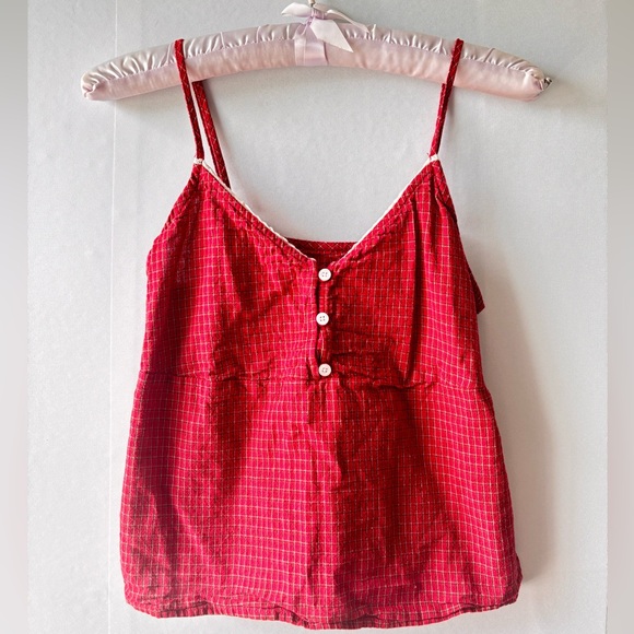 Brandy Melville Tank Top Red Plaid Gingham Tiffany Baby Doll SZ Small Y2K - Picture 2 of 4